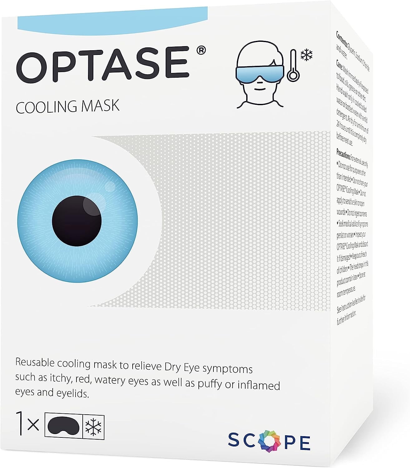OPTASE Cooling Eye Mask - Reusable Cooling Mask Featuring HydroCool Tech Designed to Relieve Allergy Symptoms Such As Itchy, Red, Watery Eyes as Well as Puffy or Inflamed Eyes and Eyelids.