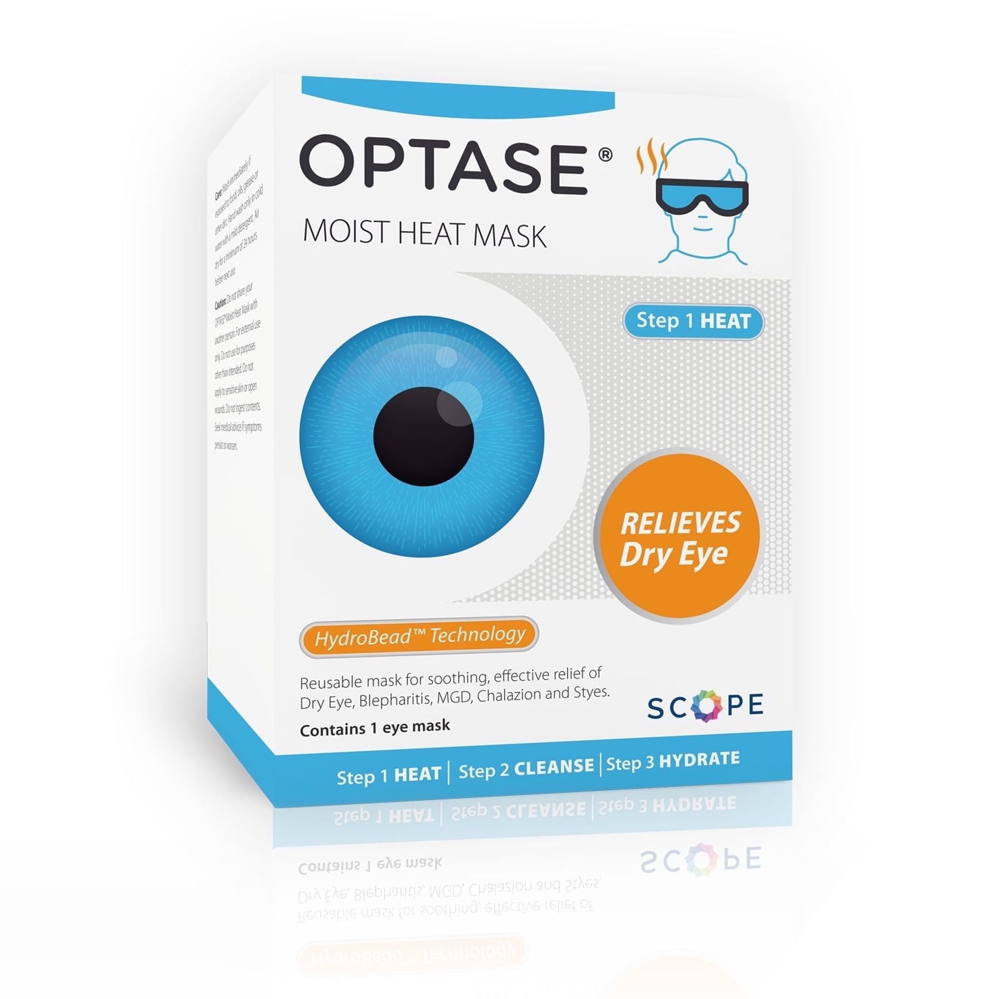 OPTASE Moist Heat Mask - Reusable and designed to give you effective relief from dry eye and other related eye conditions.