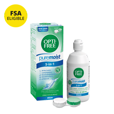 OPTI-FREE Puremoist Multi-Purpose Contact Lens Liquid Solution for Daily Contact Lens Cleaning Use, 10 fl oz