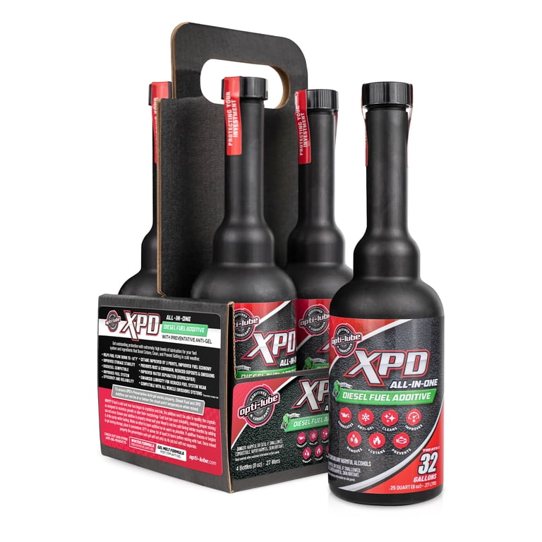 OPTI-LUBE XPD ALL-IN-ONE DIESEL FUEL ADDITIVE - 4 Pack of 8oz Long Neck  Bottles, Treats Up To 32 Gallons Per 8oz Bottle - Walmart.com