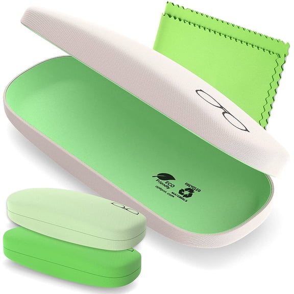 OPTIPAK Glasses Case Hard Shell - Eco Friendly Medium Eyeglass Case with Cloth - Woven 3 Pack, Assorted 2