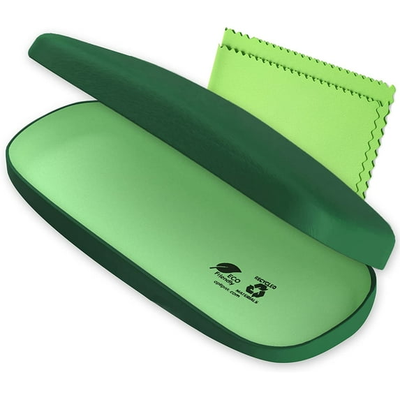 OPTIPAK Hard Shell Glasses Case - Eco Friendly Eyeglass Hard Case with Microfiber Cleaning Cloth - Brushed - 1Pk