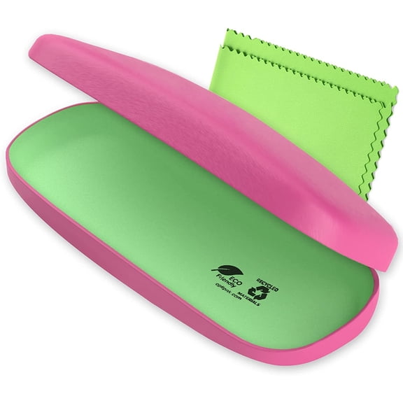 OPTIPAK Hard Shell Glasses Case - Eco Friendly Eyeglass Hard Case with Microfiber Cleaning Cloth - Brushed - 1Pk