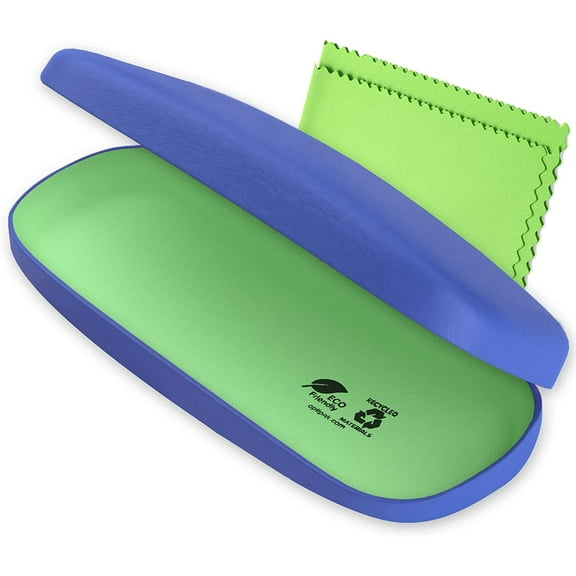 OPTIPAK Hard Shell Glasses Case - Eco Friendly Eyeglass Hard Case with Microfiber Cleaning Cloth - Brushed - 1Pk