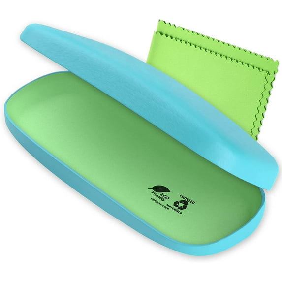 OPTIPAK Hard Shell Glasses Case - Eco Friendly Eyeglass Hard Case with Microfiber Cleaning Cloth - Brushed - 1Pk