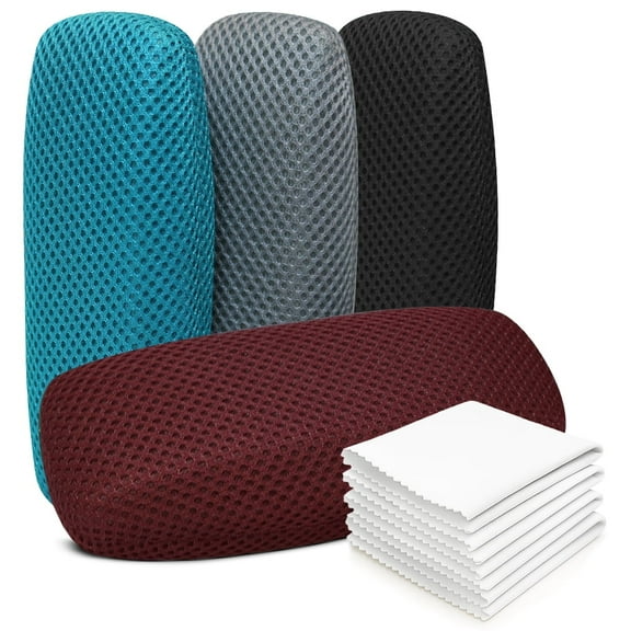 OPTIPAK Hard Shell Glasses Case – Extra Large Eyeglass Case with Microfiber Cleaning Cloth – Protective Glasses Holder for Men & Women (Pack of 4)