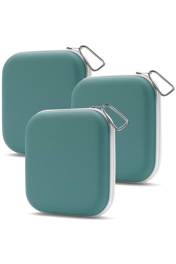 Mask Storage Case - Neoprene Face Covering Mask Holder with Zipper & Carabiner Keychain - Portable Mask Storage Clip to Purse, Backpack, Bag (3Pk, Teal)