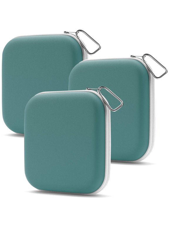 Mask Storage Case - Neoprene Face Covering Mask Holder with Zipper & Carabiner Keychain - Portable Mask Storage Clip to Purse, Backpack, Bag (3Pk, Teal)