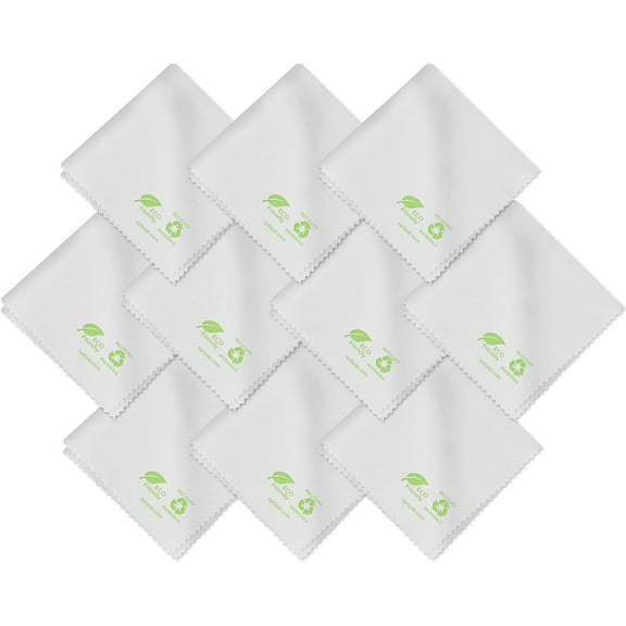 OPTIPAK Microfiber Lens Cloth - Eco Friendly Eye Glass Glasses Cleaning Cloth 10 Pack, White