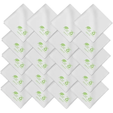 OPTIPAK Microfiber Lens Cloth - Eco Friendly Eye Glass Glasses Cleaning Cloth 20 Pack, White