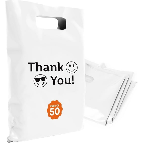 OPTIPAK Plastic Bags with Handles 16x18 Merchandise for Small Business,Die-Cut Retail Shopping & Boutique Bags,Gifts and Adult Goodie Bag,Vendor Event and Tradeshow Supplies,Thank you