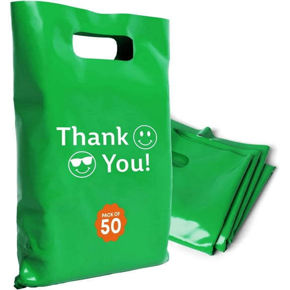 OPTIPAK Plastic Bags with Handles 16x18 Merchandise for Small Business,Die-Cut Retail Shopping & Boutique Bags,Gifts and Adult Goodie Bag,Vendor Event and Tradeshow Supplies,Thank you