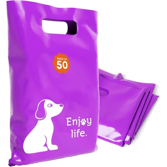 OPTIPAK Plastic Bags with Handles 20x22 Merchandise for Small Business,Die-Cut Retail Shopping & Boutique Bags,Gifts and Adult Goodie Bag,Vendor Event and Tradeshow Supplies,Enjoy Life