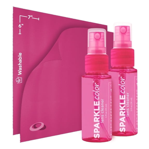 OPTIPAK Sparkle Anti-Reflective Lens Cleaner Spray Kit | (2x) 1oz Glasses Cleaner Bottle + (2x) Microfiber Cloth for Eyeglasses, Sunglasses, Lenses, Screens and Camera Cleaning Kit (4 Piece Set)