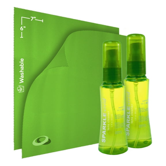 OPTIPAK Sparkle Vivid Anti-Reflective Lens Cleaner Spray Kit | (2x) 2oz Glasses Cleaner Bottle + (2x) Microfiber Cloth for Eyeglasses, Sunglasses,Lenses, Screens and Camera Cleaning Kit (4 Piece Set)