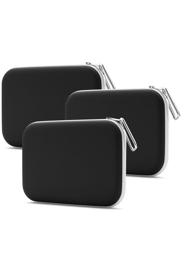 Ultra Slim Mask Storage Case Slim Neoprene Mask Holder for Cloth Mask with Zipper & Carabiner Keychain - Portable Mask Storage Clip to Purse, Backpack, Bag - School Car Travel (3Pk, Black)