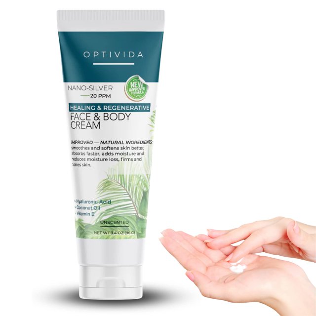 OPTIVIDA Health Colloidal Silver Cream, Hydrating, Moisturizing, Burn