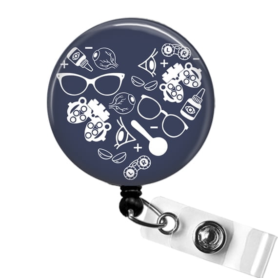 OPTOMETRY Badge Reel, Cute ID Holder for Eye Doctor, Optometrist, Optician, or Optometry Student | Scrapheart