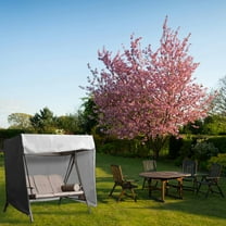 OPTUTUS 420D Outdoor Swing Cover 3 Seater Hammock Cover, Waterproof Patio Bench Swing Cover for 87 inch Garden Glider Swing Canopy Black