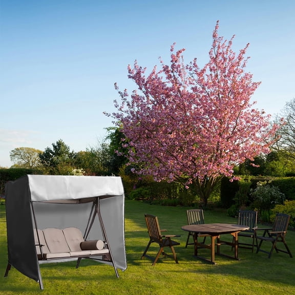 OPTUTUS 420D Outdoor Swing Cover 3 Seater Hammock Cover, Waterproof Patio Bench Swing Cover for 87 inch Garden Glider Swing Canopy Black