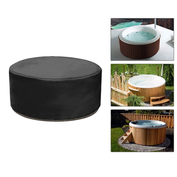 OPTUTUS 93 Inches Hot Tub Cover, Portable Round Foldable Bathtub Kids Inflatable Pool Cover - Outdoor Waterproof Dustproof Bathtub Cover Black