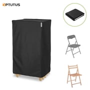 OPTUTUS Black Patio Folding Chair Cover, Waterproof Polyester, with Drawstring Closure, for Outdoor, All Seasons, Party, Team Building, Wedding