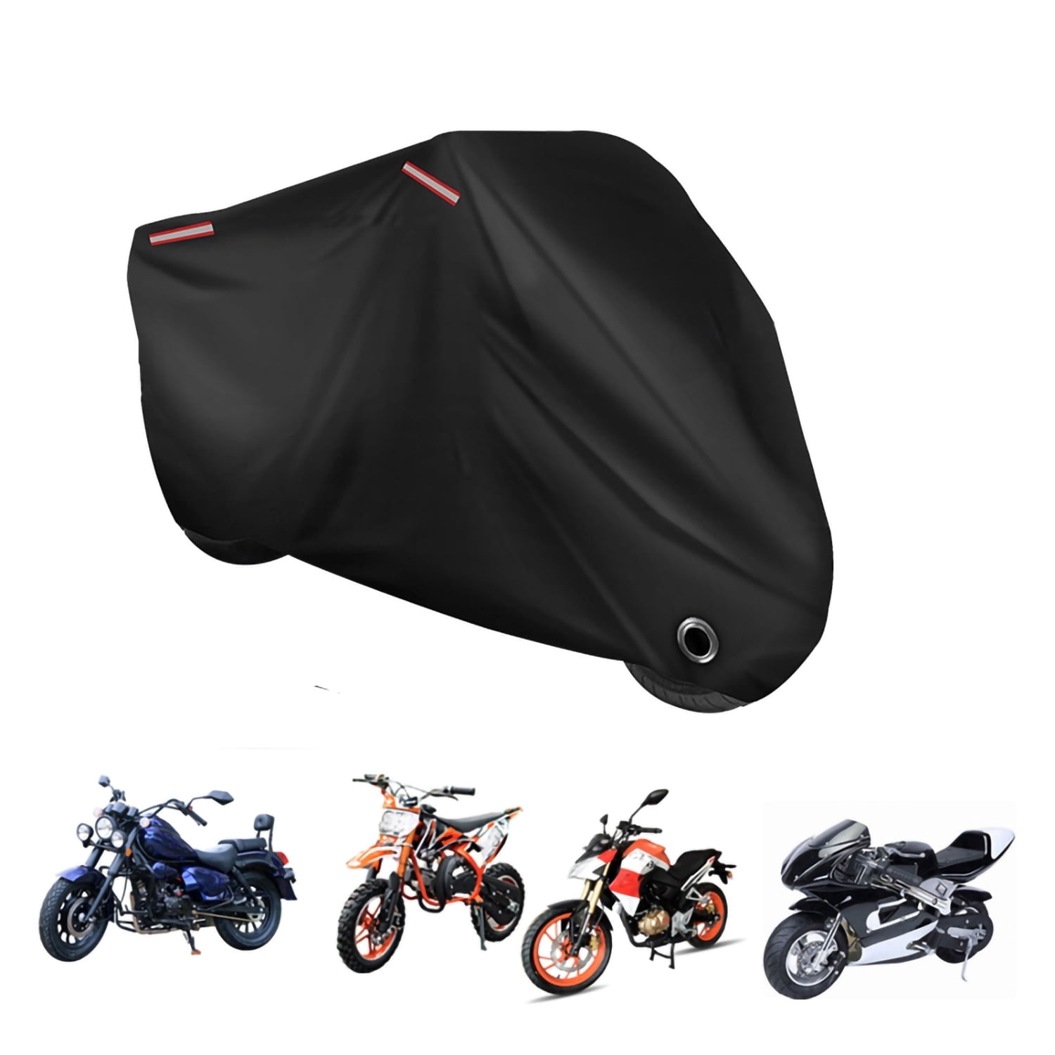 OPTUTUS Motorcycle Cover 79 Inch – Outdoor Waterproof Oxford with Lock Hole & Reflective Strips, Heavy Duty Dustproof Tarp for Bike Storage