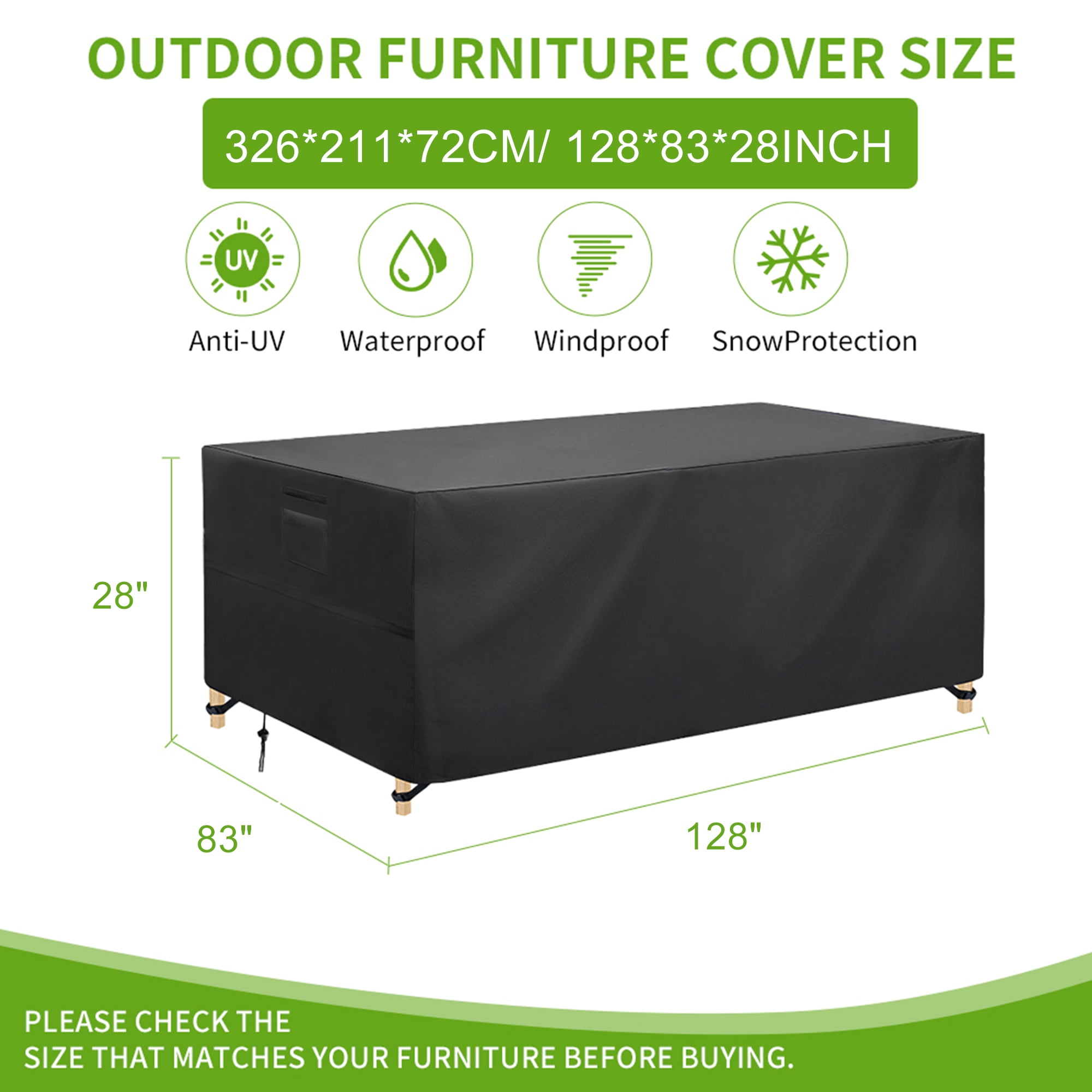 OPTUTUS Outdoor Furniture Cover 600D Waterproof Sofa Cover, 128 x 83 x