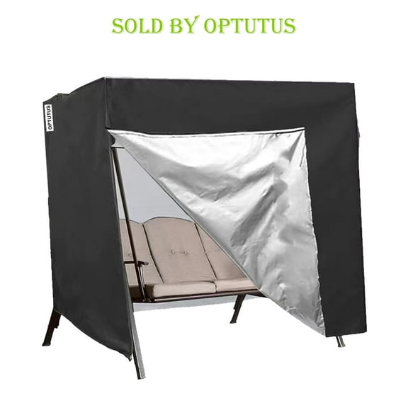 OPTUTUS Outdoor Swing Cover 3 Seater Hammock Cover, Waterproof Patio Bench Swing Cover for 87 inch Garden Glider Swing Canopy Black