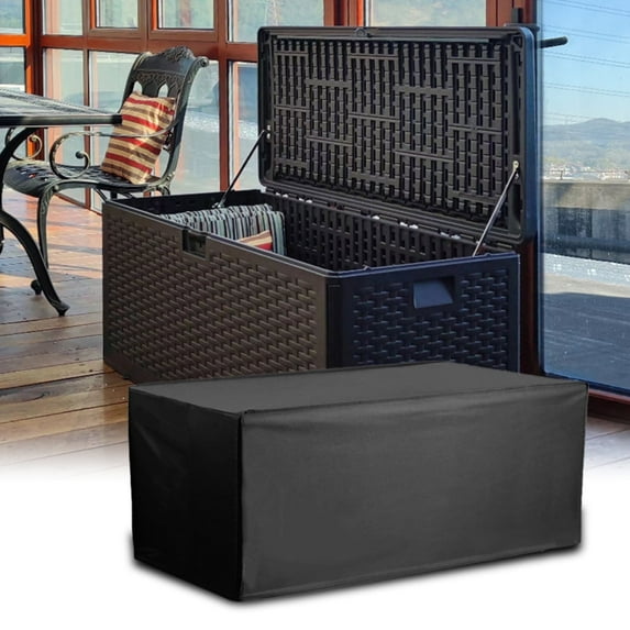 OPTUTUS Patio Deck Box Cover, Waterproof Storage Box Covers for Outdoor and Indoor Furniture, Fits 48"x24"x22"