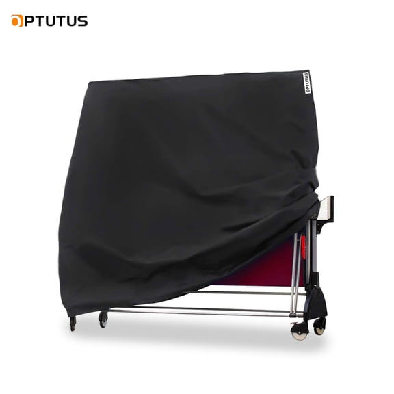 OPTUTUS Ping Pong Table Cover, Fits Folding Table Tennis - Heavy Duty Oxford Cloth Waterproof and Scratch Resistant Folding Table Cover - 65 x 28 x 73 inch Black with Adjustable Elastic Drawstring
