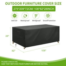 OPTUTUS Rectangular Patio Table Cover -600D Heavy Duty Large Waterproof Table Cover -108" Outdoor Sofa Set Covers, Dining Table Cover, Tea Table Cover Black