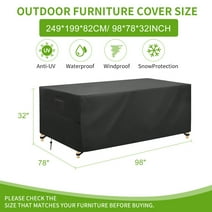 OPTUTUS Rectangular Patio Table Cover -600D Heavy Duty Large Waterproof Tea Table Cover -98" Patio Sofa Set Covers, Dining Table Cover, Table and Chair Set Cover Black