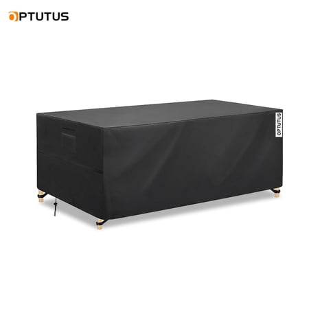 OPTUTUS Rectangular Patio Table Cover -600D Heavy Duty Large Waterproof Tea Table Cover -96" Outdoor Sofa Set Covers, Dining Table Cover, Table and Chair Set Cover Black