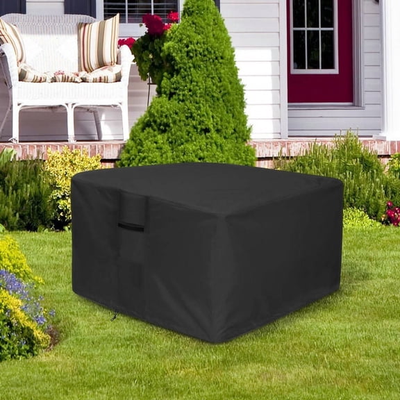 OPTUTUS Square Fire Pit Cover 30x30x25 Inch, Heavy Duty Waterproof Outdoor Firepit Cover with Vent & Drawstring, UV Resistant Oxford Fabric Patio Fire Pit Protector, Black