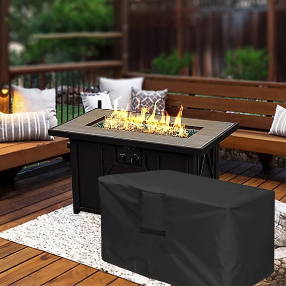 OPTUTUS Square Fire Pit Cover 32x32x24 Inch, Heavy Duty Waterproof Outdoor Firepit Cover with Vent & Drawstring, UV Resistant Oxford Fabric Patio Fire Pit Protector, Black