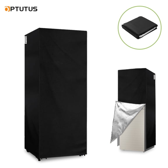 OPTUTUS Vertical Refrigerator Cover 23x23x56 inch, Outdoor Waterproof Fridge Appliance Dust Cover for Freezer, Black Oxford Upright Refrigerator Cover