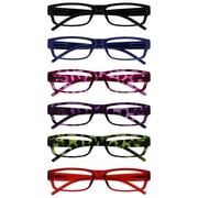 Opulize ACE Unisex Magnification Flexible Frame Plastic Classic Reading Glasses Value Pack for Reading, 1.5x, Clear Tint, Multicolor, 6 Pair
