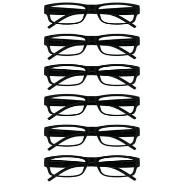 OPULIZE Ace Reading Glasses 6 Pack Classic Everyday Narrow Frame Scratch Resistant Spring Hinges Black Mens Womens RRRRRRR32 +1.00