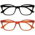 thumbnail image 1 of OPULIZE KAT Reading Glasses - 2-Pack - Cat-Eye Frame - Black, Orange - Men & Women - Spring Hinges - RR59-1G - +2.50, 1 of 6