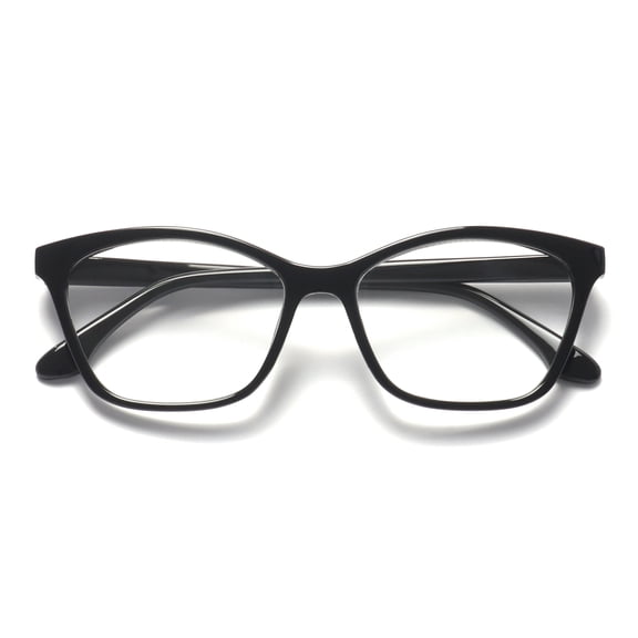 OPULIZE KAT Reading Glasses - Cat-Eye Frame - Shiny Black - Men & Women - Spring Hinges - R59-1 - +2.00