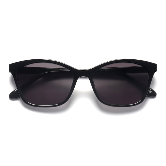 OPULIZE KAT Reading Sunglasses - Cat-Eye Frame - Black - Men & Women - Spring Hinges - S59-1 - +2.00