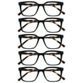 thumbnail image 1 of OPULIZE KOI Reading Glasses 5 Pack - Large Rectangular Frame - Black - Mens Womens - Spring Hinges - RRRRR50-1 - +2.00, 1 of 6