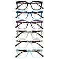 thumbnail image 1 of OPULIZE KOI Reading Glasses 6 Pack - Large Rectangular Frame - Black-Blue-Purple-Gray-Clear-Aqua - Mens Womens - Spring Hinges - RRRRRR50-1357CQ - +2.50, 1 of 6