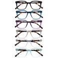 thumbnail image 1 of OPULIZE KOI Reading Glasses 6 Pack - Large Rectangular Frame - Black-Blue-Purple-Gray-Clear-Aqua - Mens Womens - Spring Hinges - RRRRRR50-1357CQ - +3.50, 1 of 6