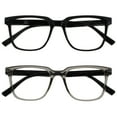 thumbnail image 1 of OPULIZE LEO Reading Glasses - 2 -Pack - Large Rectangular Frame - Black, Grey - Mens Womens - Spring Hinges - RR55-17 - +1.00, 1 of 6