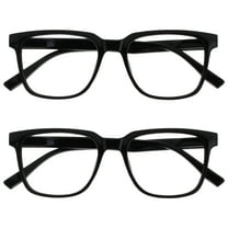 OPULIZE LEO Reading Glasses - 2 -Pack - Large Rectangular Frame - Black - Mens Womens - Spring Hinges - RR55-1 -  1.00