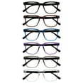 thumbnail image 1 of OPULIZE LEO Reading Glasses - 6-Pack - Large Rectangular Frame - Black, Brown, Blue, Purple, Grey, Clear - Mens Womens - Spring Hinges - RRRRRR55-12357C - +1.00, 1 of 6