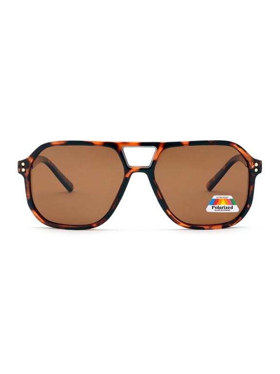 LUX Aviator Polarized Sunglasses - Anti-Glare Eyewear for Women Men - UV & Eyestrain Protection - Classic Aviator Style Glasses - Dark Brown Lenses, Brown Tortoiseshell Frame - Pack of 1