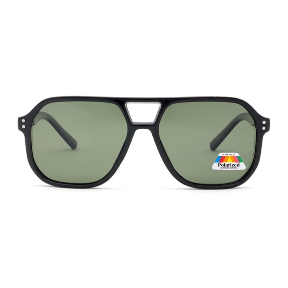 OPULIZE LUX Aviator Polarized Sunglasses - Anti-Glare Eyewear for Women Men - UV & Eyestrain Protection - Classic Aviator Style Glasses - Dark Green Lenses, Black Frame - Pack of 1